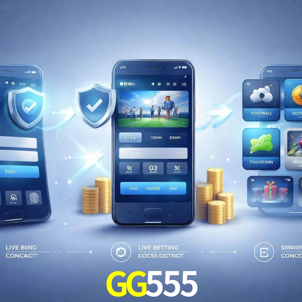 Pasos de acceso a la app GG555 en pantalla de teléfono móvil